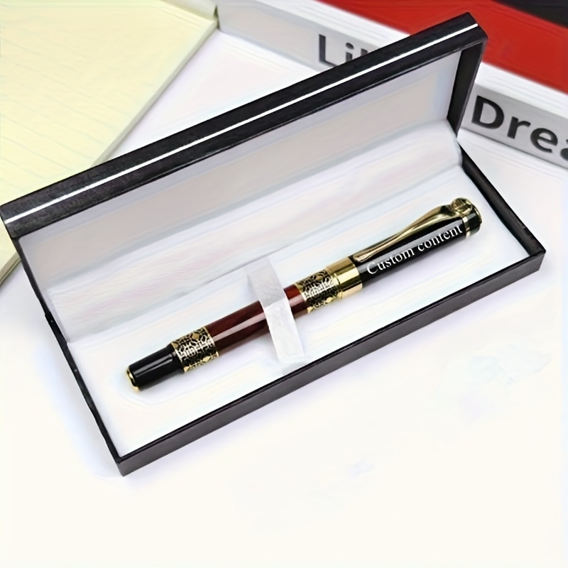 TEMU [customized Product]high-end Metal Engraved Fountain Pen, 1pc Pen+gift Box. Elegant And Personalized Gift For Men And Women And Office. Perfect