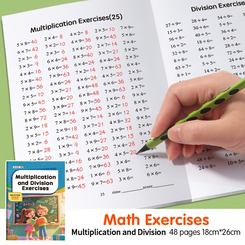 48-Page Multiplication And Division Arithmetic Practice Book, Enhancing Calculation Skills, Hand-Written Math Book, Educational Tool, School Supplies And Christmas Gift, Classroom Activities, Home Textbook, Interactive Learning, Clear Printing 48-Page Multiplication And Division Arithmetic Practice Book, Enhancing Calculation Skills, Hand-Written Math Book, Educational Tool, School Supplies And Christmas Gift, Classroom Activities, Home Textbook, Interactive Learning, Clear Printing
