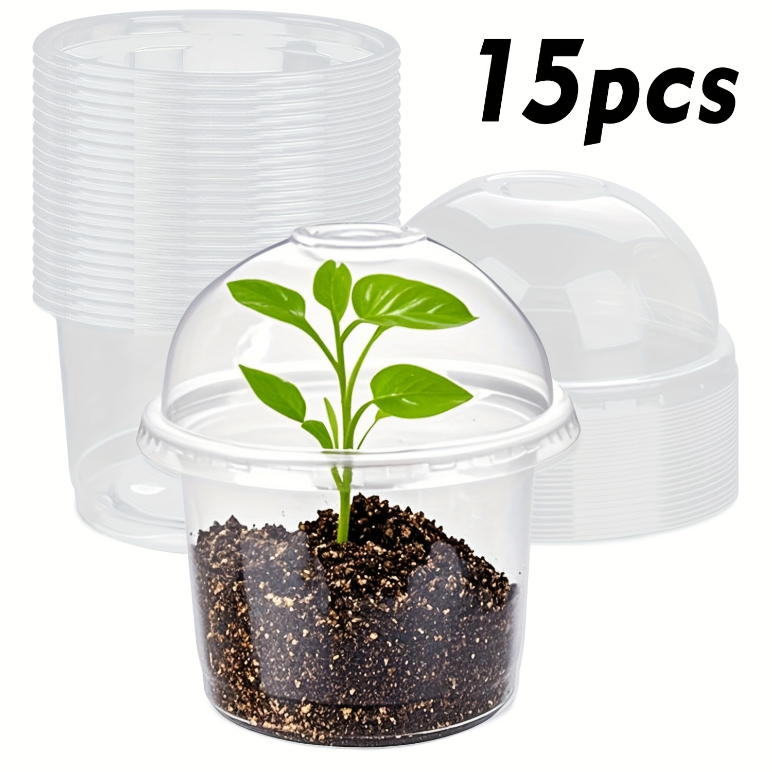 Image of 60pcs/30pcs/15pcs 4-inch Clear Nursery Pots With Moisture Dome Lids, 60 Nursery Pots + 60 Clear Lids, Seed Starter Pots, Small Planting Containers, Outdoor Storage