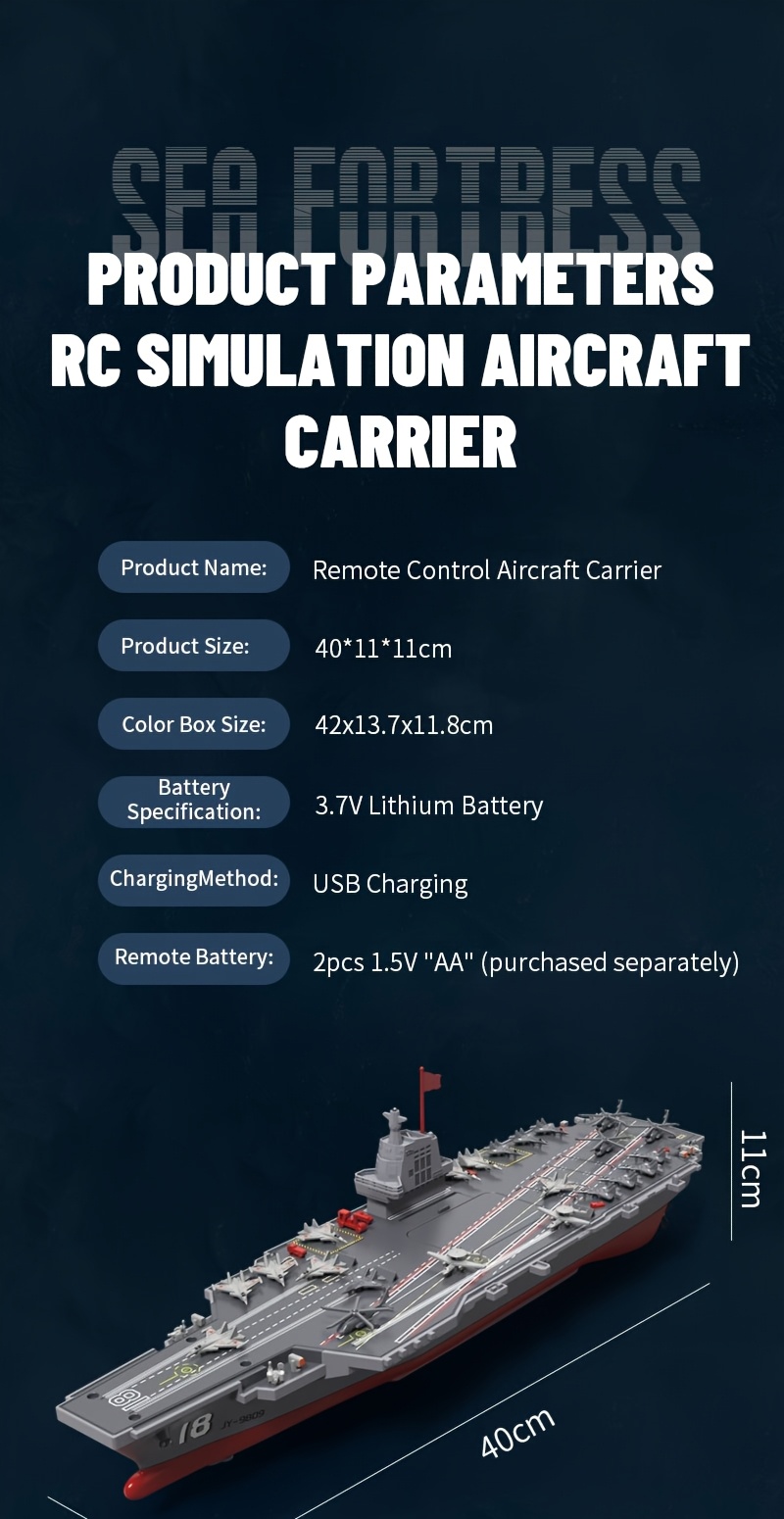 2025 1:48 RC Tactical Carrier Ship - Water-Activated Control with Modular Assembly System & Auto-Sensing Tech, Smart Battery Alert & Interchangeable Parts for Pool/Lake Battles