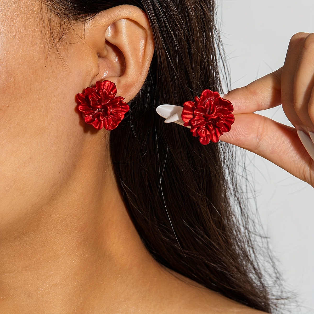 1 Pair Fashion Style Camellia Resin Small Flower Earrings Suitable For Women's Ball Party Gathering Valentine's Date Matching Gift