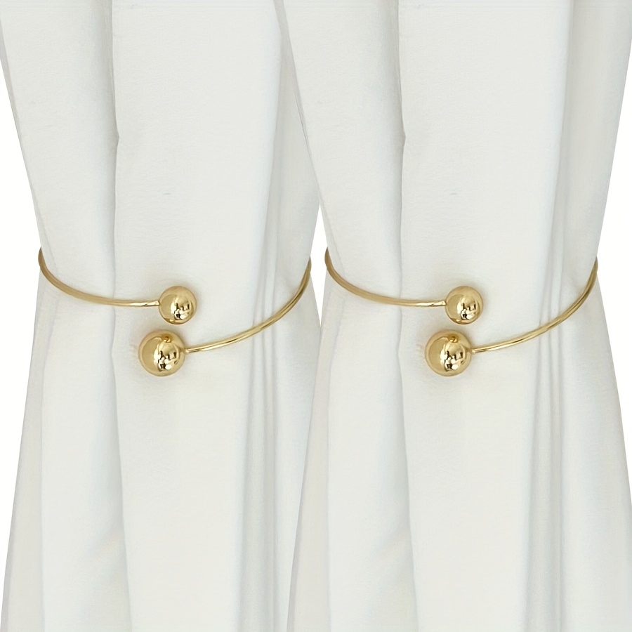 2pcs/set Alloy Modern Light Luxury Curtain Tiebacks, Ball-shaped Design, Three-dimensional Bedroom Living Room Curtain Decoration, Storage And Restraint, Curtain Binding Straps