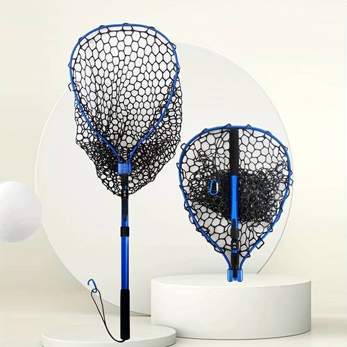 aluminum alloy lure landing net aluminum alloy telescopic rod is strong and durable silicone mesh folding landing length 120cm 47 24in