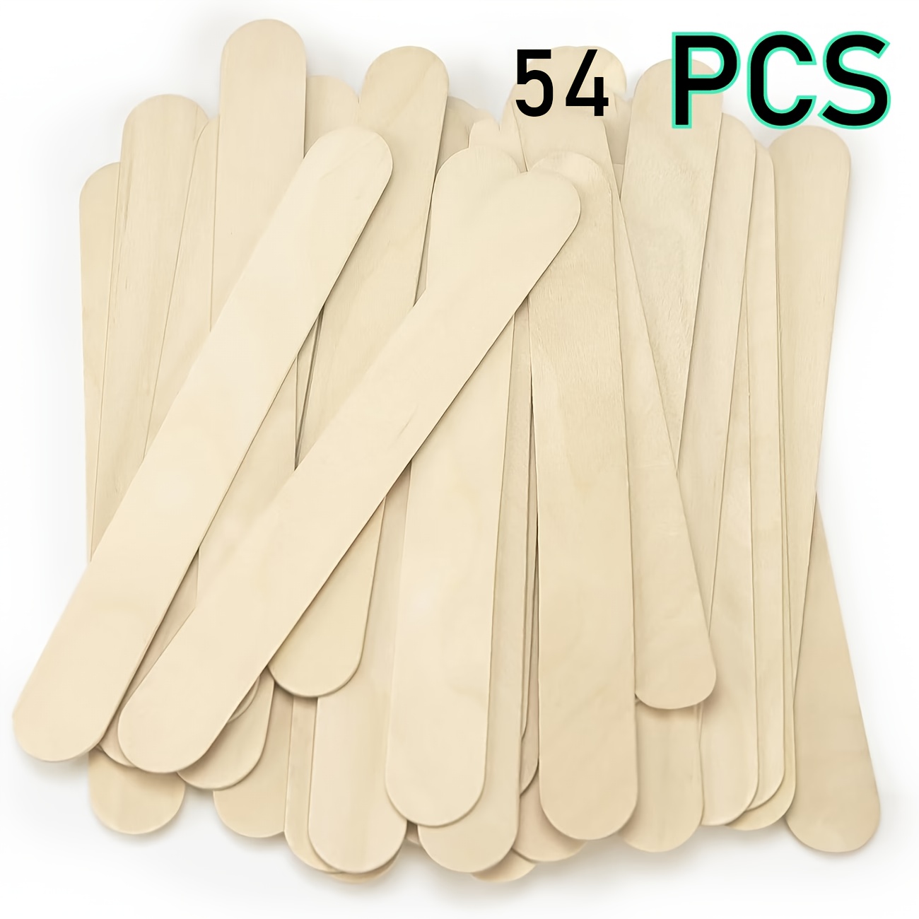 TEMU 54-pack 8-inch Extra Large Wooden Round Sticks, Large Flat Tongue Sticks - Suitable For Handicrafts, Home Art Projects, And Classroom Supplies
