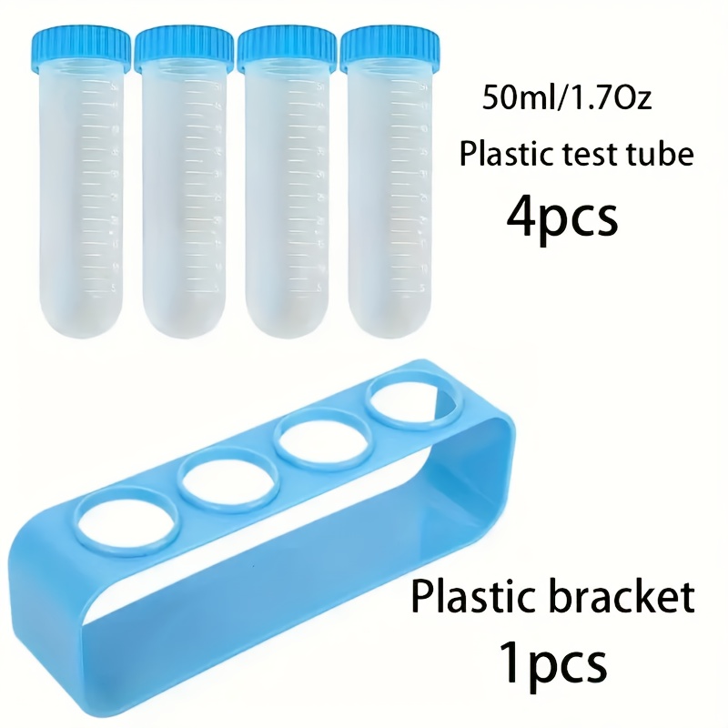 A Set Of Plastic Test Tube Kits With Brackets For Test Tubes, A Set Of 5, Suitable For Creative Laboratory Experiments And Scientific Experiment Matching Tools