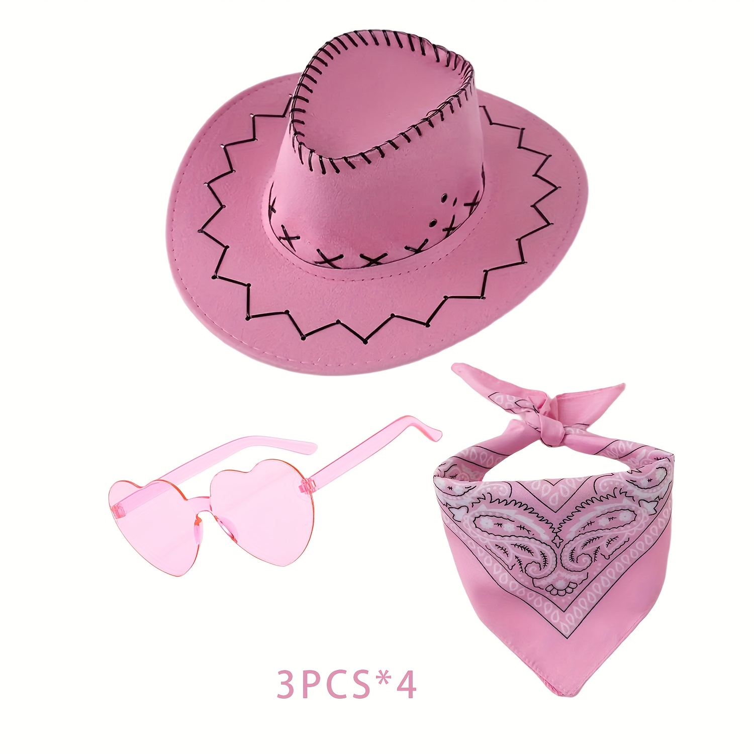 12 pack cowboy hats bandana glasses western hat bulk - Temu  display picture 1