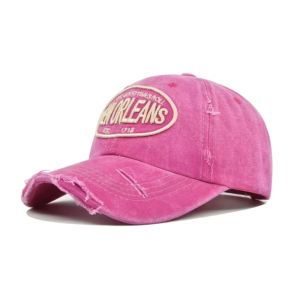 TEMU Washed Distressed Baseball For - Adjustable Duckbill Hat With Elastic, Lightweight Suitable For Large Heads, Unisex Couple's For Outdoor Travel,