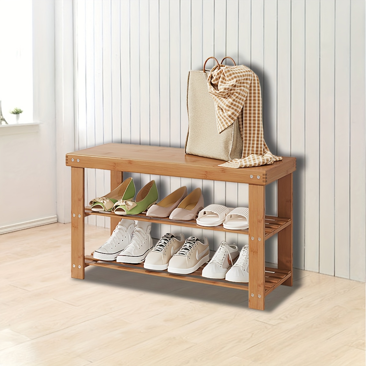 3 stufiger bambus schuhregal bank  freistehendes 3 stufiges - Temu Austria