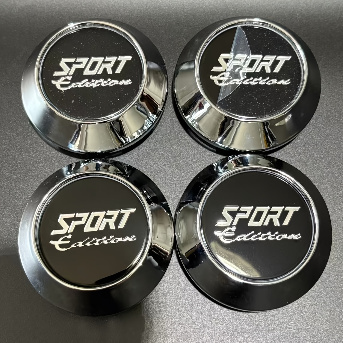 TEMU 4 Pack 68mm White Sport Car Wheel Center Caps - High Quality Abs With Aluminum Trim, Dust-proof Wheel Covers For Protection