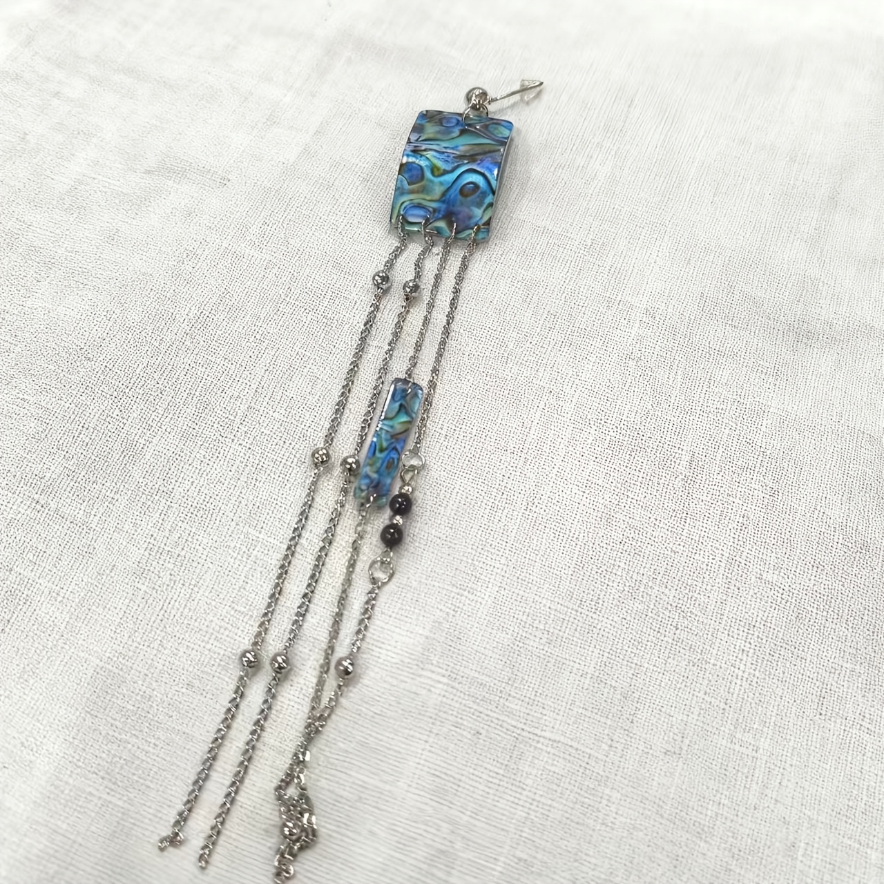 Women's Aurora Scallop Shell Square Bead Tassel Earrings, Unique Style