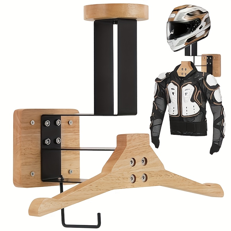 

1pc Motorcycle Helmet Wall Mount With Hooks - Storage Rack For Hats, Coats & Baseball Helmets