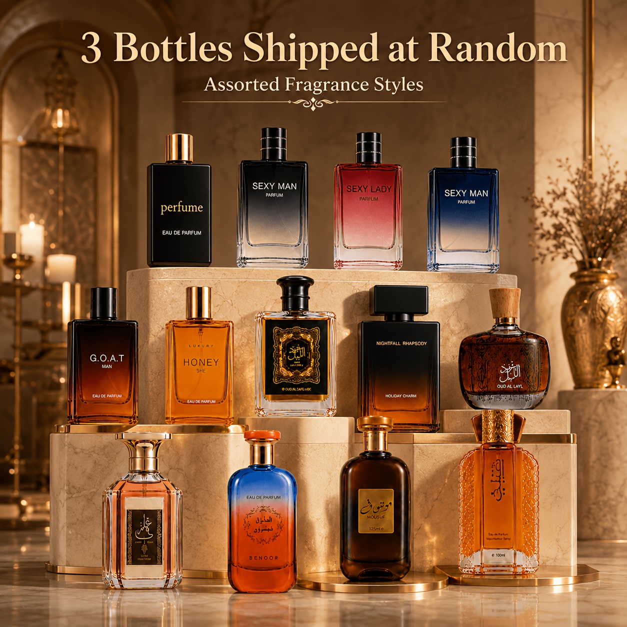 Image of Men's Luxury Eau De Toilette 3 Bottle ( Random Styles) - Perfect For Holiday Occasions, Long-lasting Oriental Scent, Suitable For Weddings, Business Meetings, And - Men's Eau De Toilette