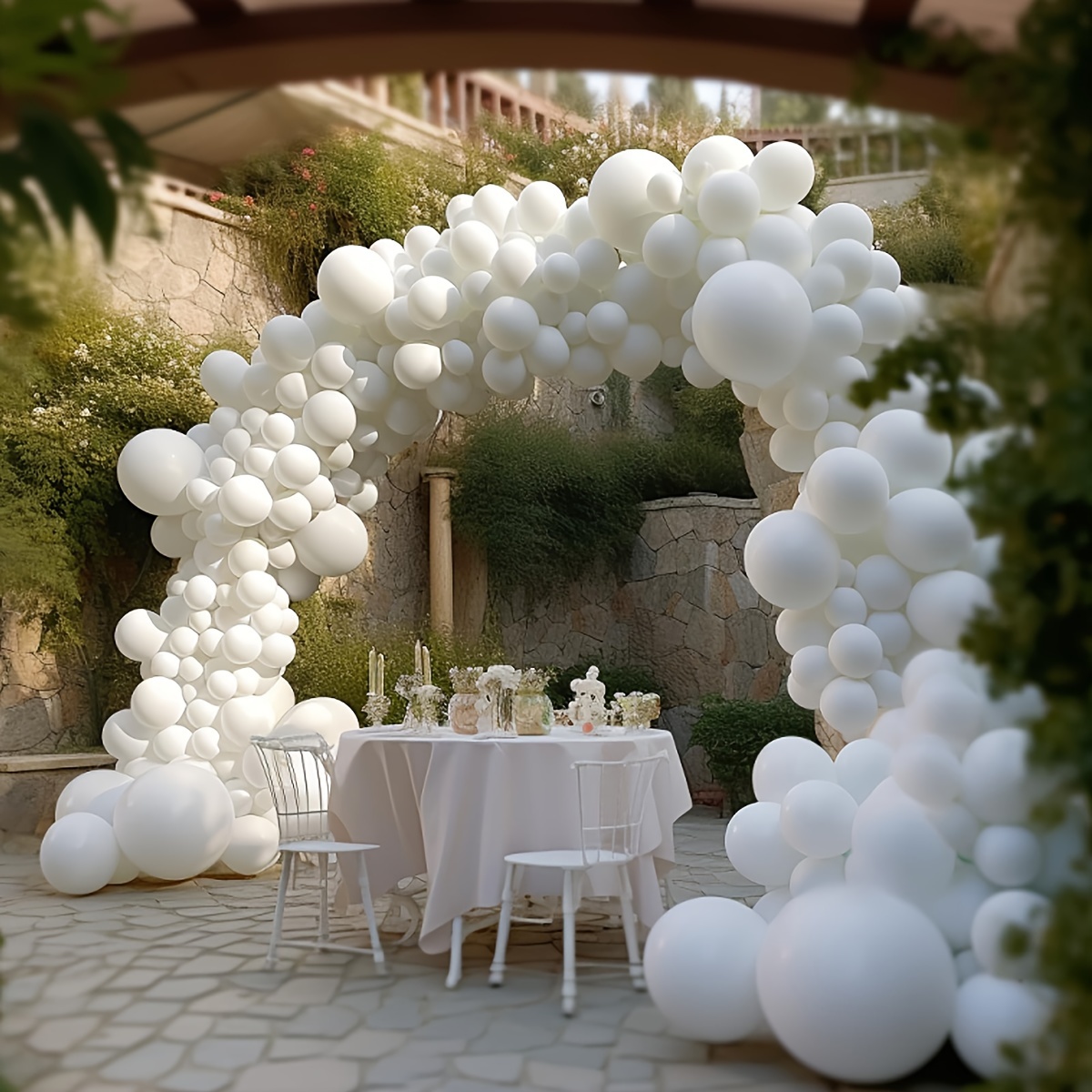 

130pcs White Latex Balloons Set For Wedding, Bridal Shower, Birthday, Anniversary, Universal Occasions - Includes Multiple Components, Suitable For Ages 8+ - Emulsion Material, No Electricity Needed