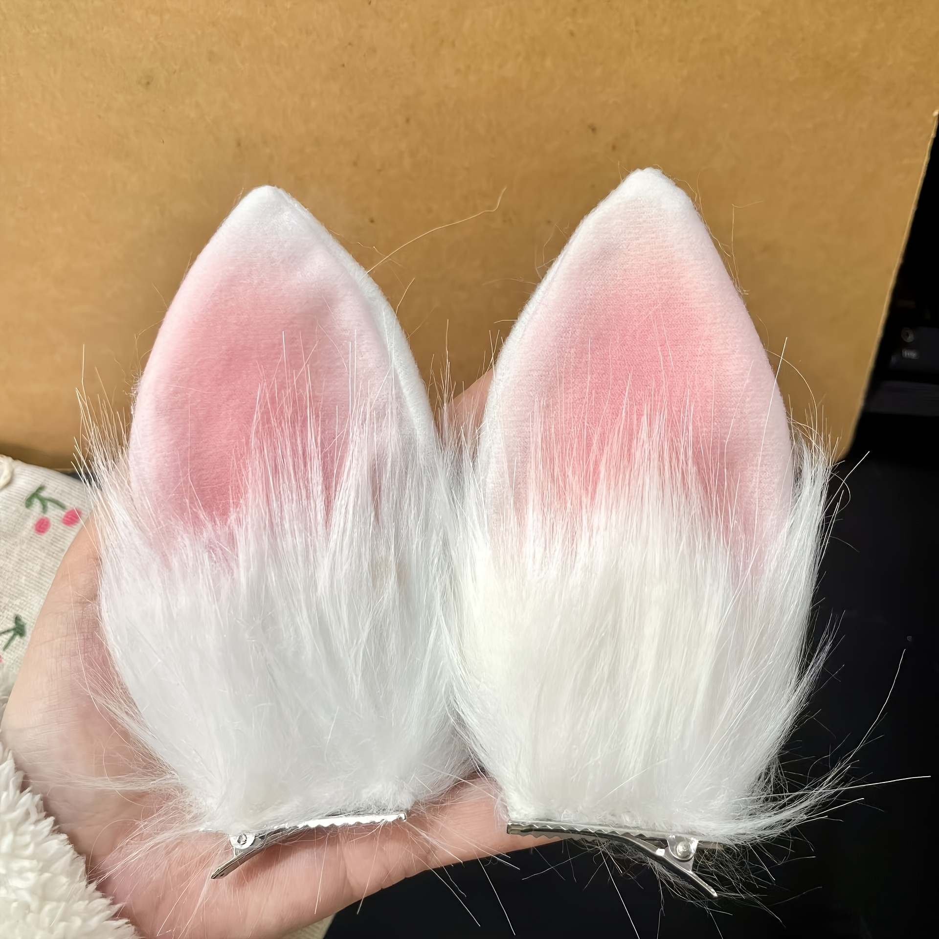Image of Pair Of Adorable Rabbit Ear Hair Clips, Plush Bunny Ears Accessories For Halloween And Christmas Party Outfits, Soft Animal Hairpins