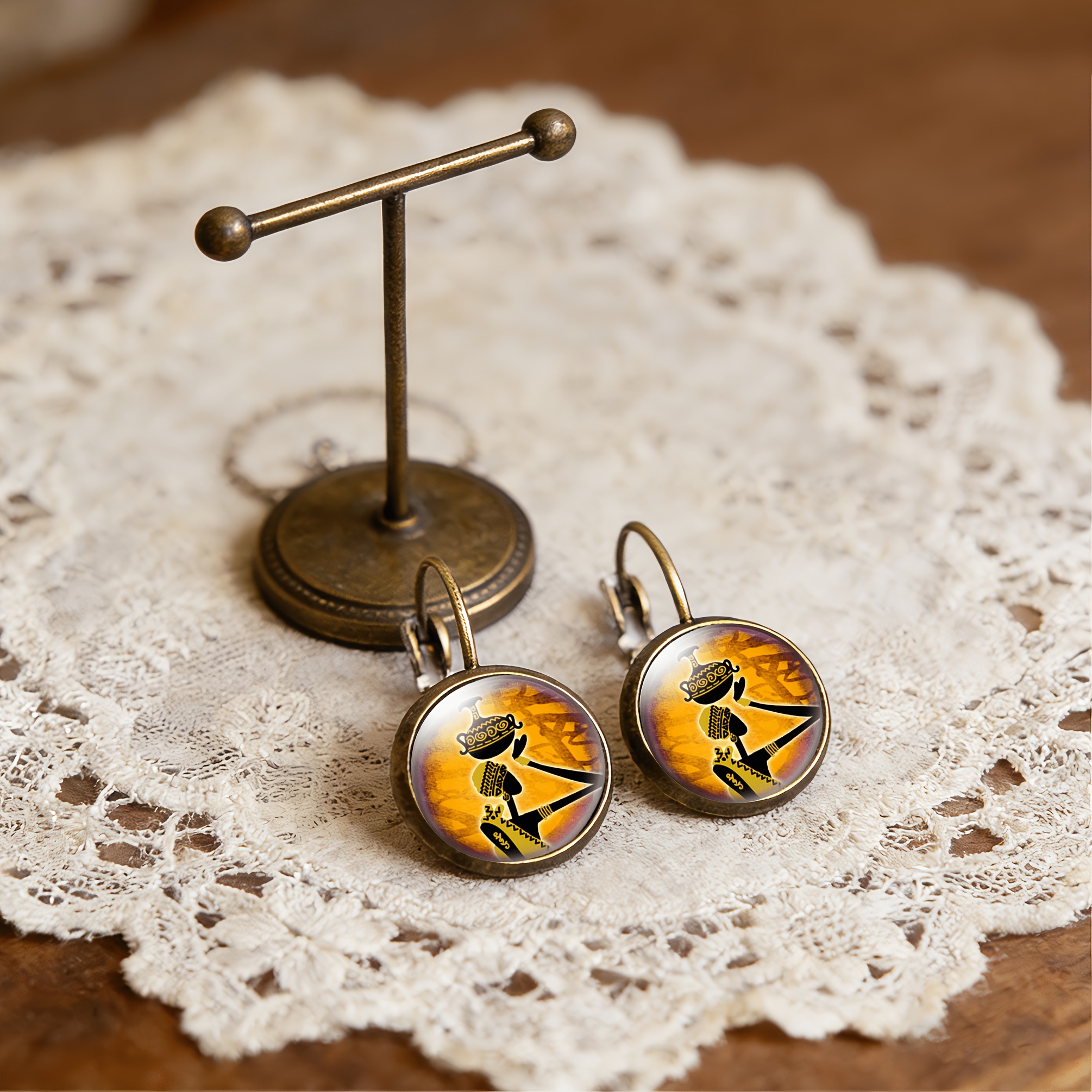 Cyan Round Classical Earrings Set with Ear Hooks