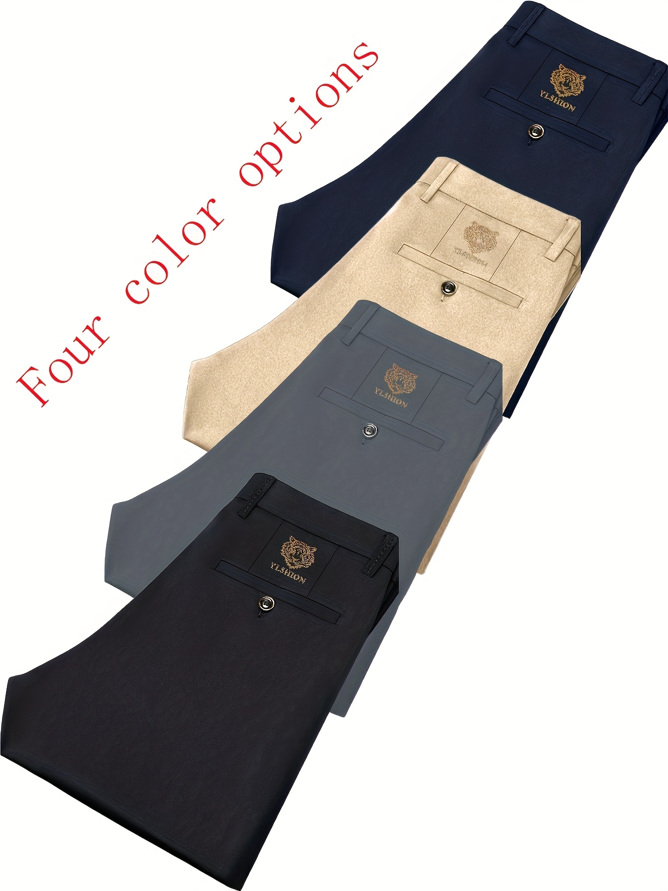 4 Pairs of Men's Lightweight Business Trousers, Made of Fashionable and Comfortable Fabric, Suitable for All Seasons and Formal Occasions