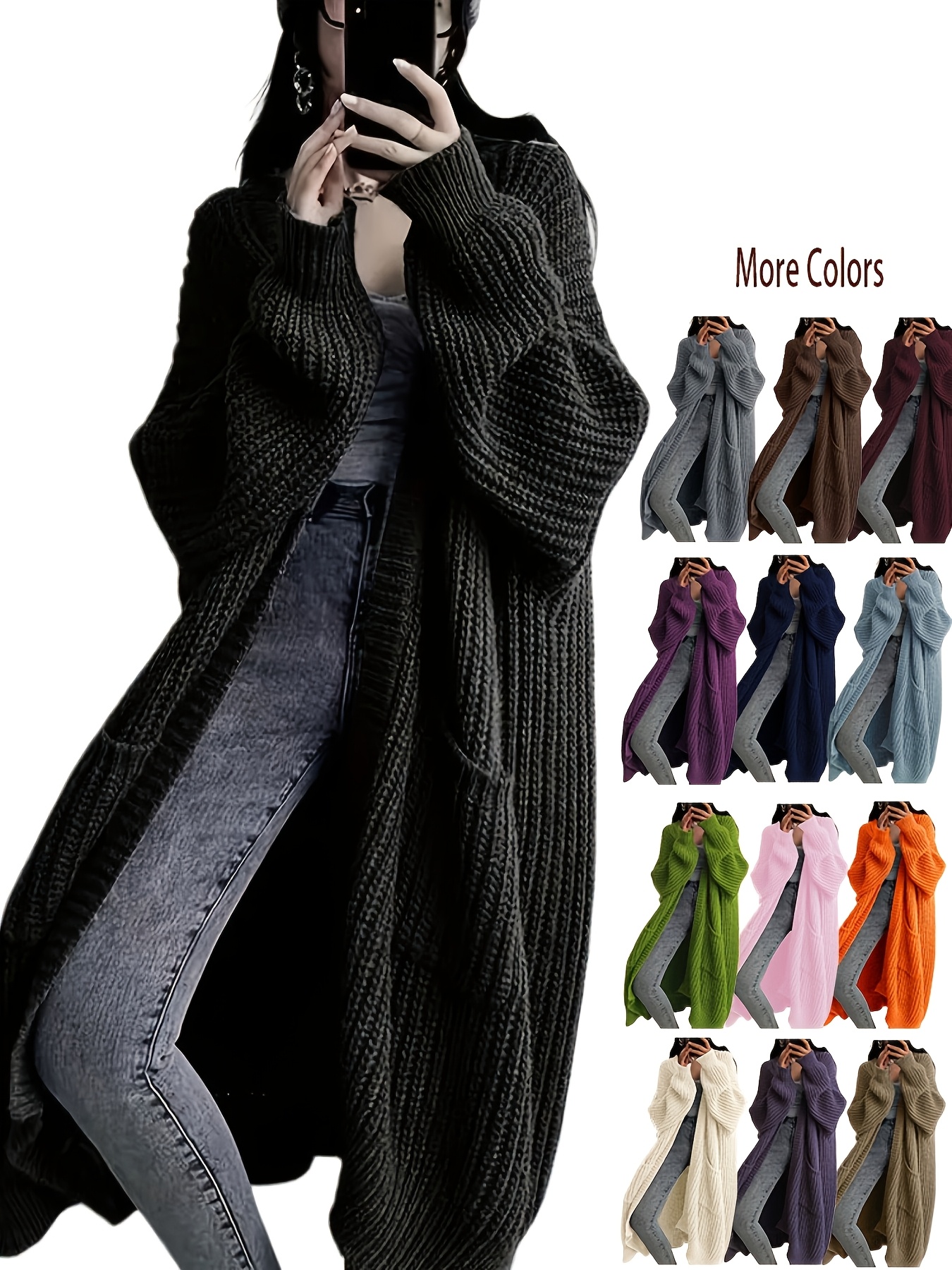 Y2K Long Cardigan Sweater with Long Sleeves