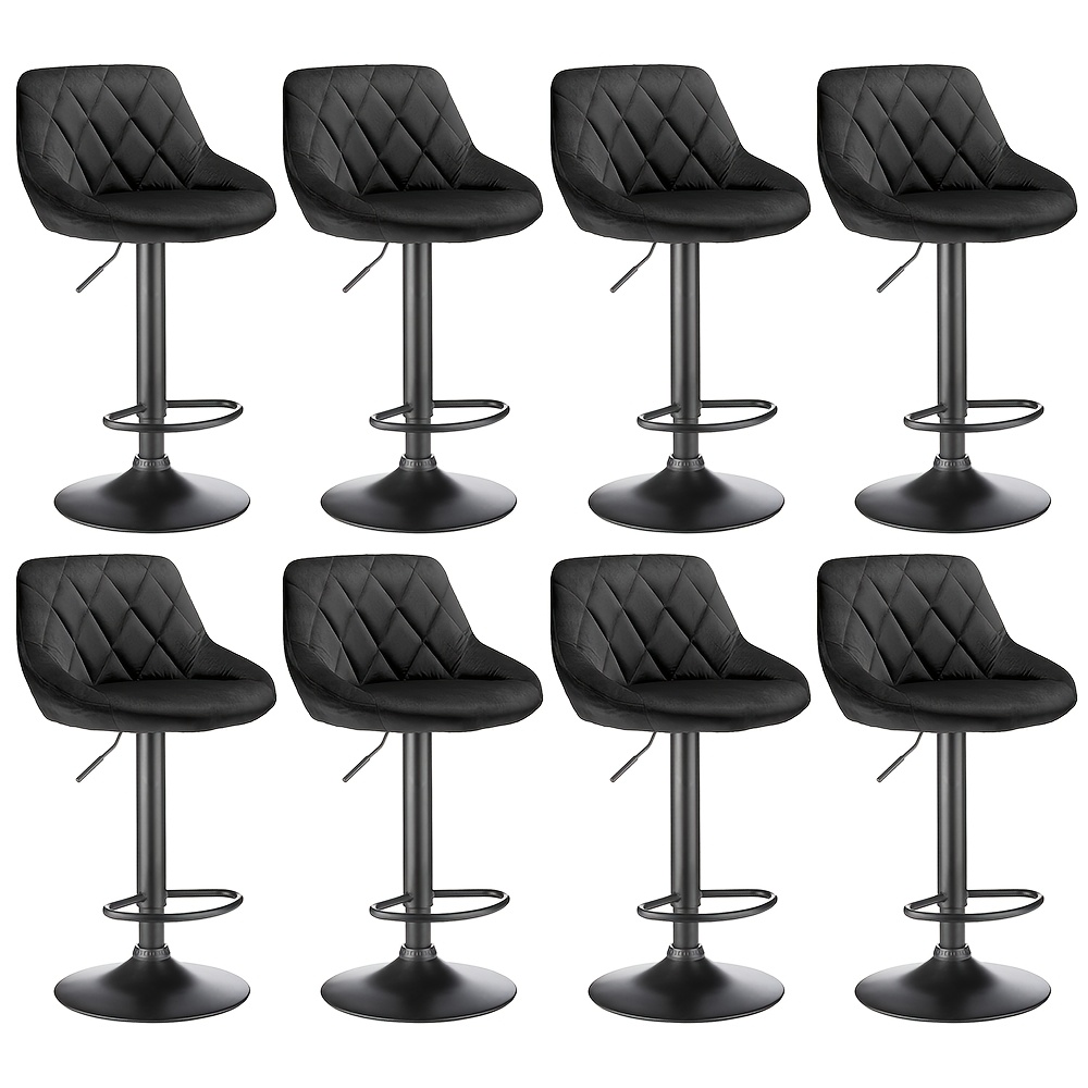 Collection Of 8 Height Dining Chairs - Stain-resistant And Long-lasting Fabric Kitchen Stools, Contemporary High-leg Style, Seat Dimensions 37x38cm, Overall Height 105cm