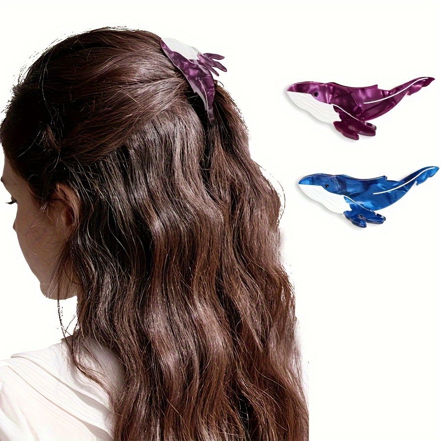 

Blue And Hair Clip: Acetate Claw Clips For Women, Animal Print, Cute Design, Suitable For All Seasons