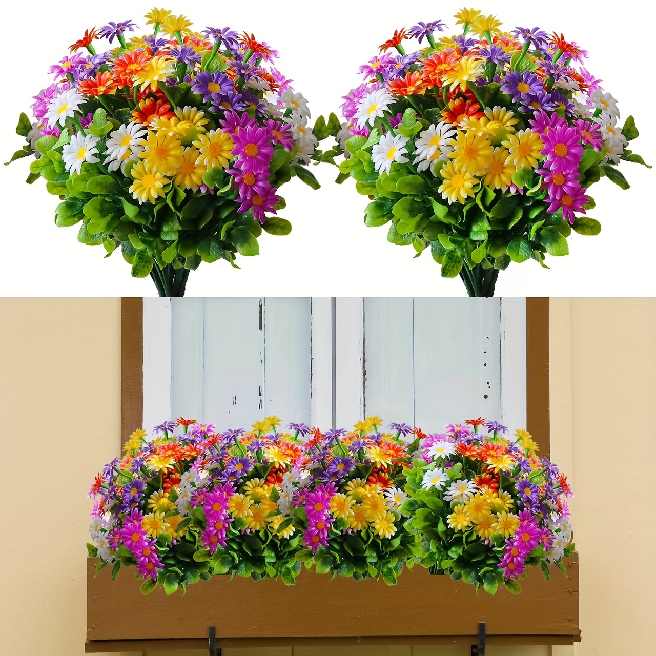 

10pcs Bouquet Artificial , 5 Colors Daisy Plants, Uv Resistant Artificial Daisy Shrubs, Artificial Flower Shrubs For Garden Farmhouse Indoor And Outdoor Decoration, And Home With Vibrant Greenery