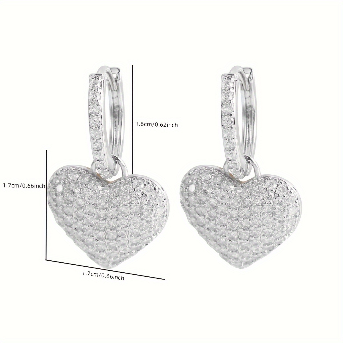 E-shop Elegante Herzförmige Zirkonia Creolen, für den & Besondere Anlässe, Eleganter Stil, Sexy Stil, Herzförmiges Thema