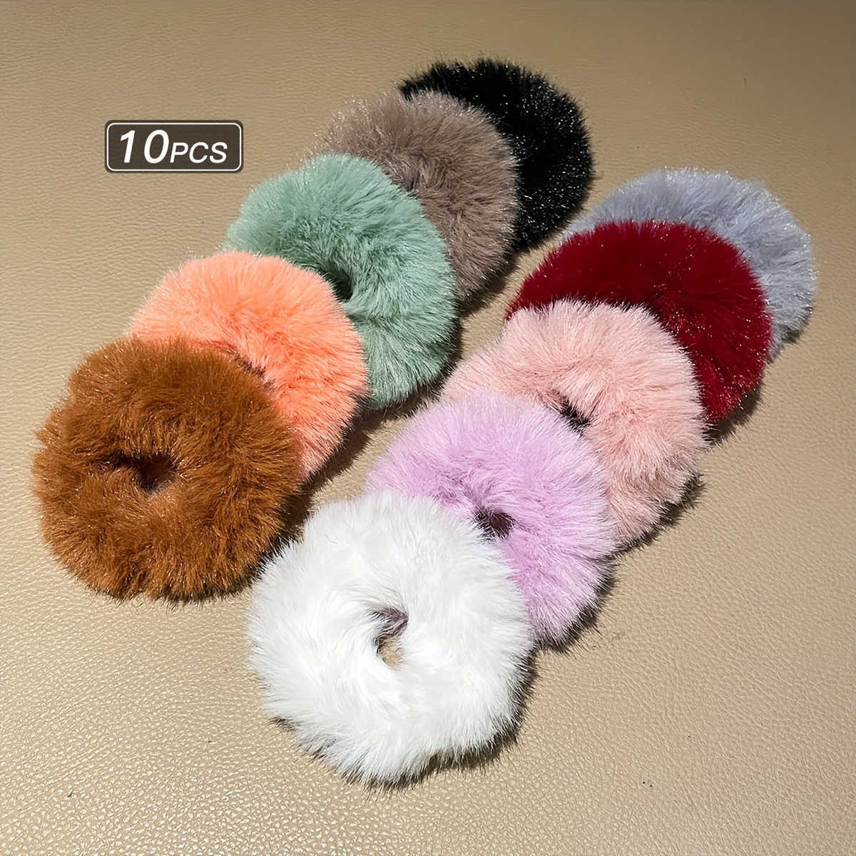 

10pcs Women's Autumn And Winter Plush Hair Rings Rabbit Hair Hair Rope Cute Sweet Head Rope 2024