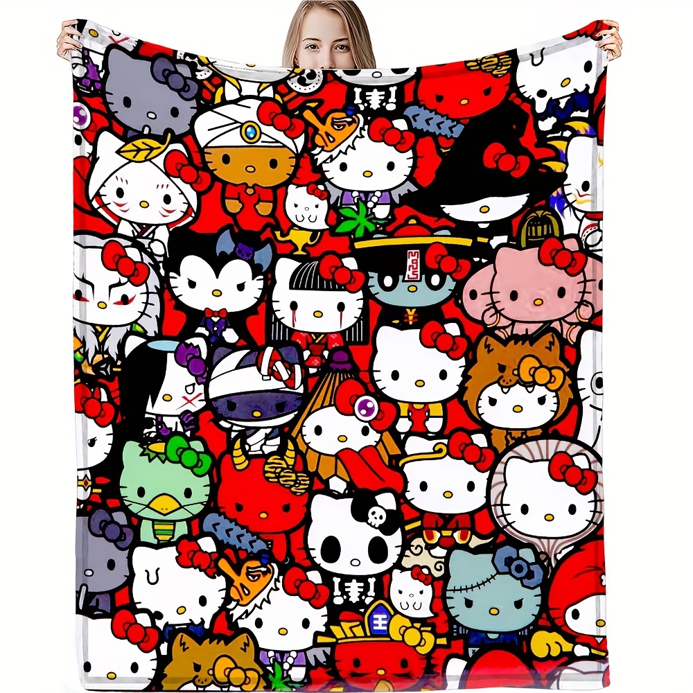

1pc Hello Kitty Flannel Blanket, Gift Blanket Soft And Comfortable Throw Blanket For Girls Women, Suitable For Adults At Home Picnic Travel