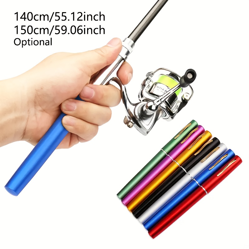 Zweiteiliges Stift-Angelruten-Set - Mini Tragbare Angelrute mit Rolle,   in die Tasche, Gefaltete Länge 20.57 cm -   für Verschiedene Angel-Szenarien -   Urlaubsgeschenk, 140.0 cm oder 150.01 cm, Mini-Angelrute, Angelruten und Rollenkombination