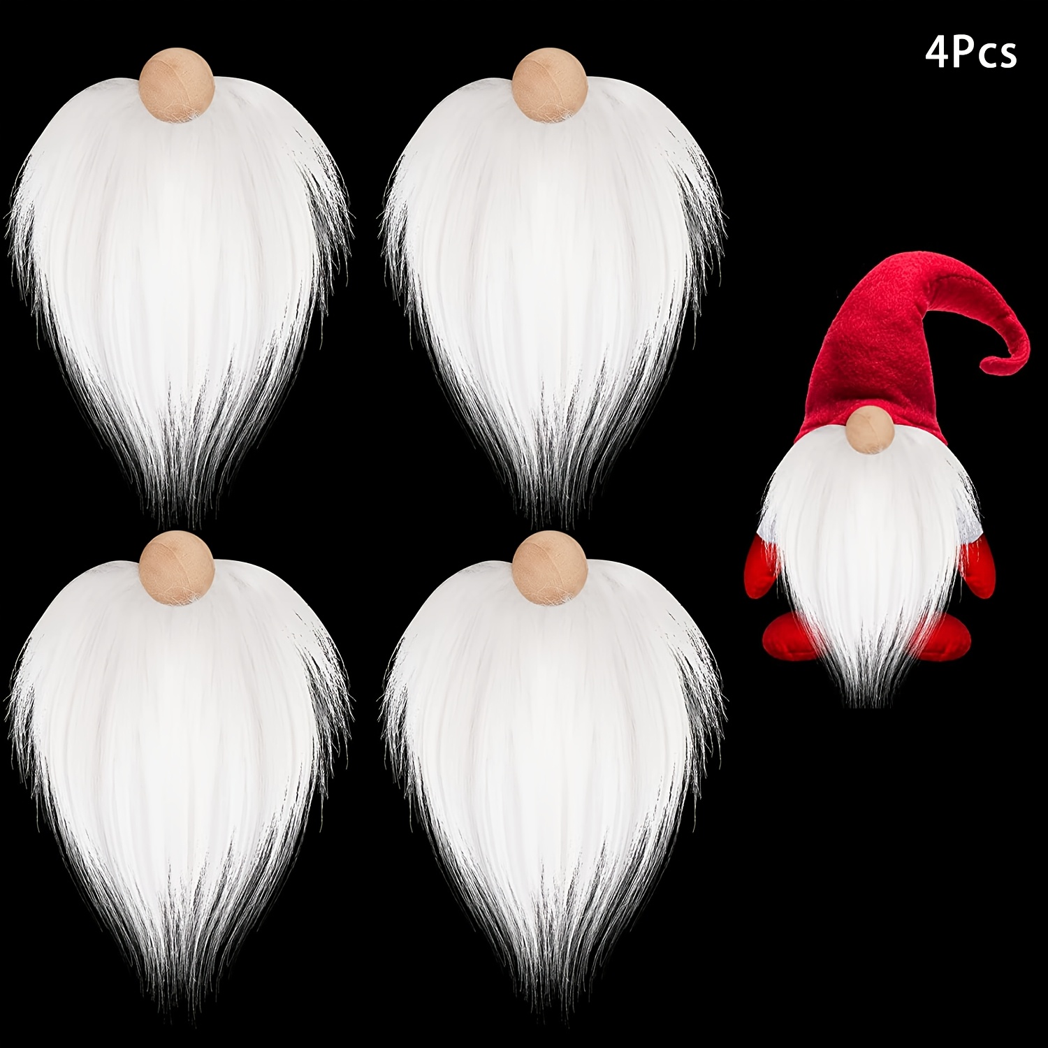 Image of 4pcs Diy Gnome Beard Kit, Faux Fur Beards, Polyester Faux Fur Strips, Hand Washable, No Feathers, Ideal For Christmas & New Year Crafts, Christmas Crafts, Christmas Party Decorations, Non-electric