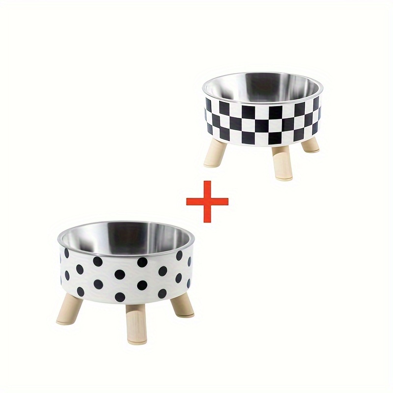 TEMU 2pc/pet Cat Bowl Stainless Bowl Cat Bowl Neck Protection Pet High Anti Slip And Anti