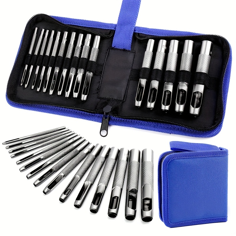 Image of 15pcs Leather Hole Punch,hole Punch Set For Leather Craft,round Steel Leather Craft Hollow Hole Punch,hole Punch Tools For Watch Bands,leather,belts,canvas,paper (1mm To 11mm)