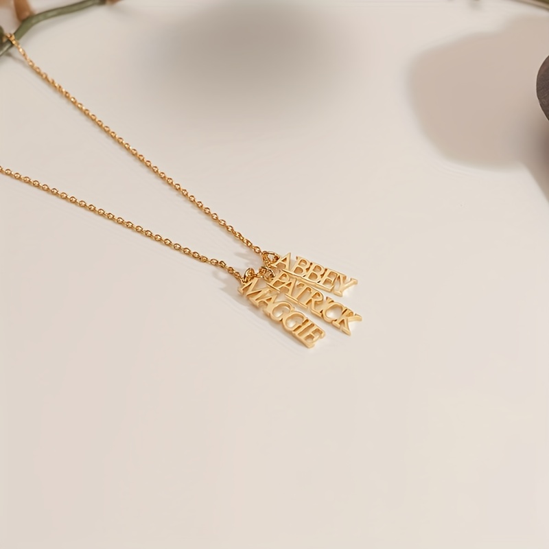 Women's Custom Vertical Name Necklace, 18K Gold Plated
