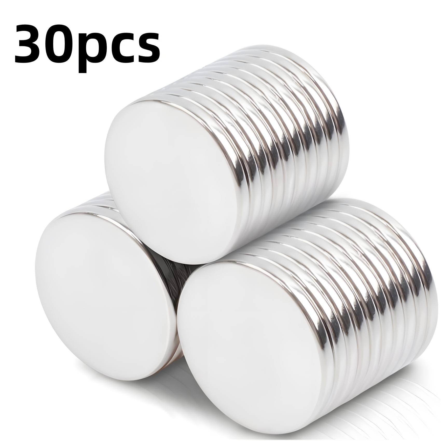 

30pcs Of Neodymium Magnets, Measuring 20 X 2 Mm - Round Magnets Offer In And Help Your Home Organized - Sturdy Accessories For The Kitchen And Office.