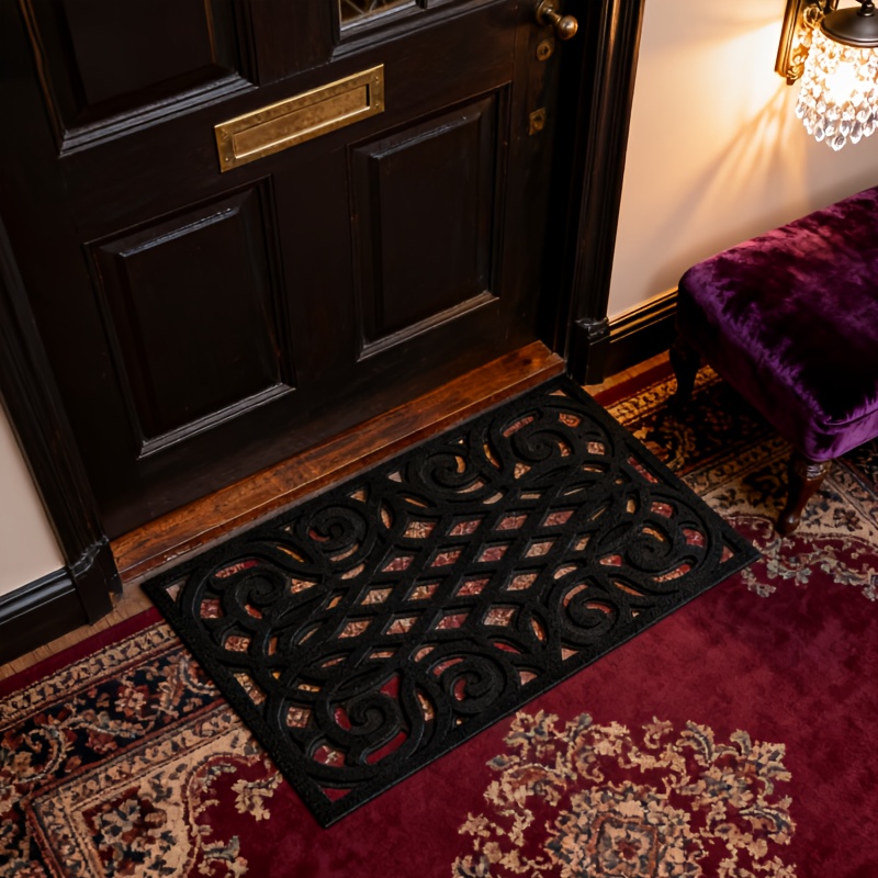 TEMU 1pvictorian Style Outdoor Welcome Mats, Indoor And Outdoor Rubber Door Mats, Narrow Step Mat, Low Profile Front Doormat, Garden Shed Garage
