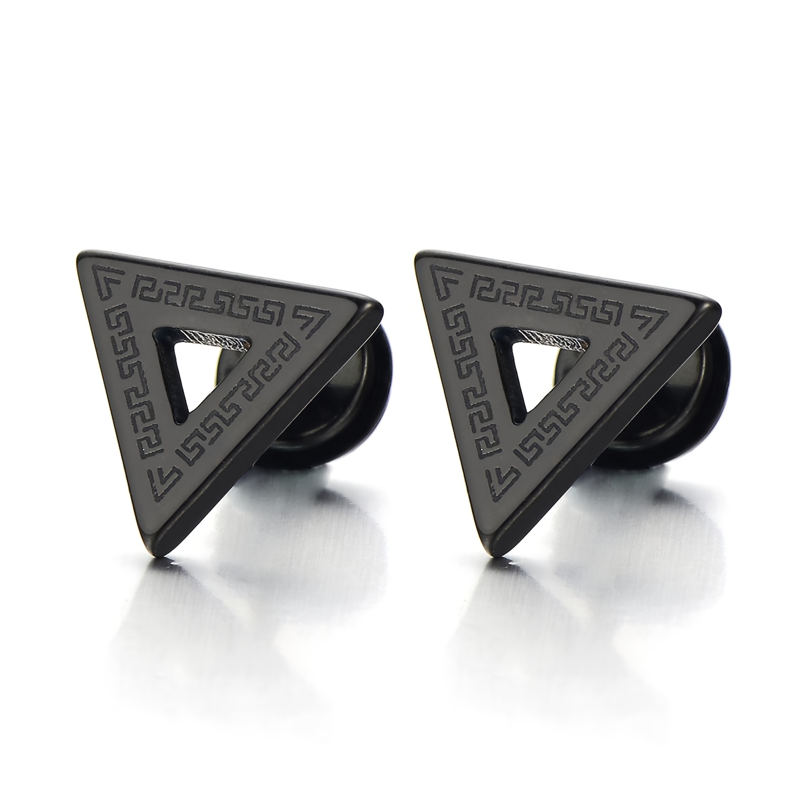 TEMU 1 Pair Of Punk Hip-hop 316l 316l 316l Stainless Steel Triangular Ear Stud, Fashionable Additions, Suitable For Men And Women, Suitable For Daily
