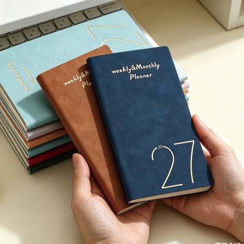 single volume 2027 planner 3 94 6 89 inch pu leather cover portable schedule notebook