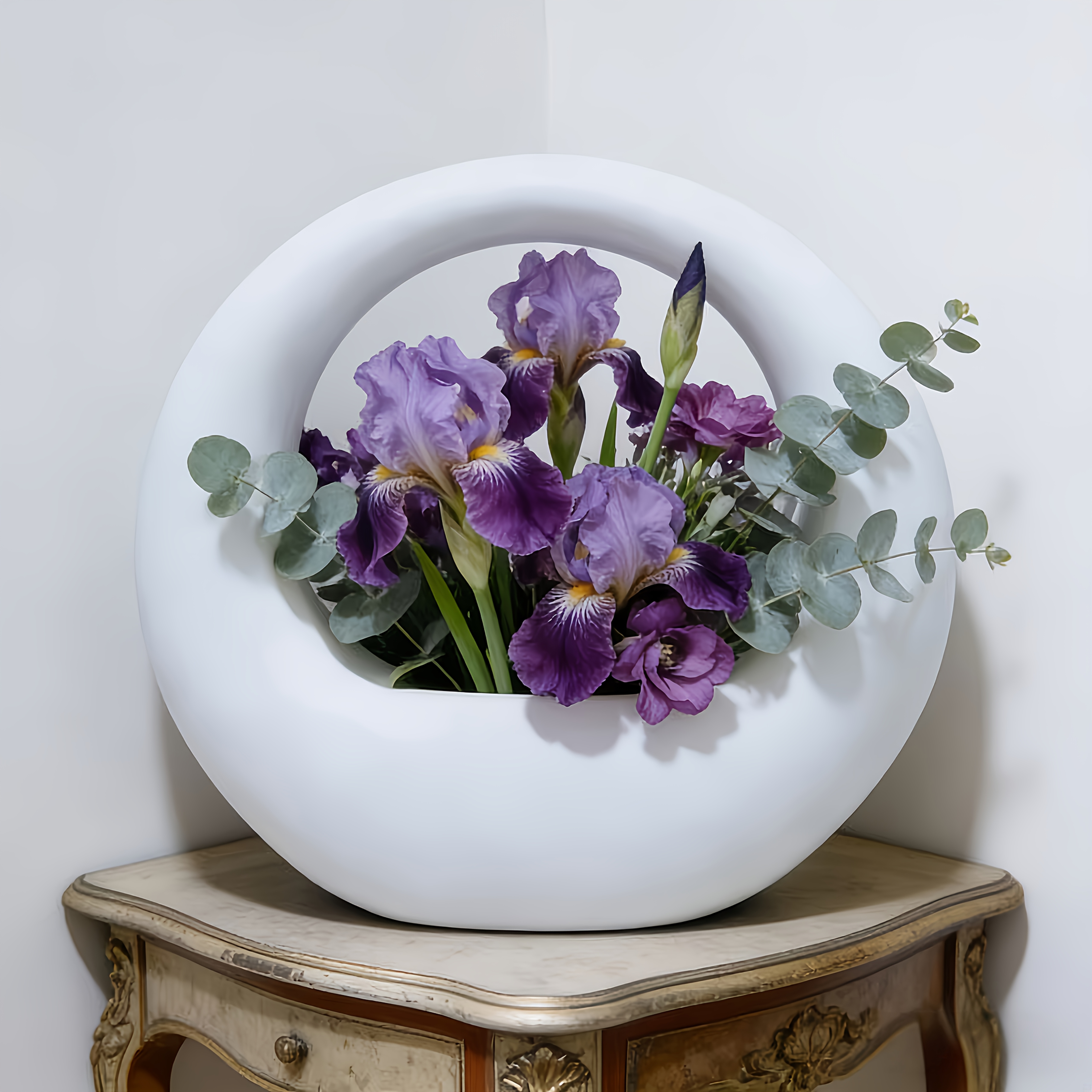 creative hollow out ring design round vase minimalist white ring vase white flower holder a must have for home soft   desktop decoration living room dining table flower arrangement ornament entryway decorative vase living room tv details 3