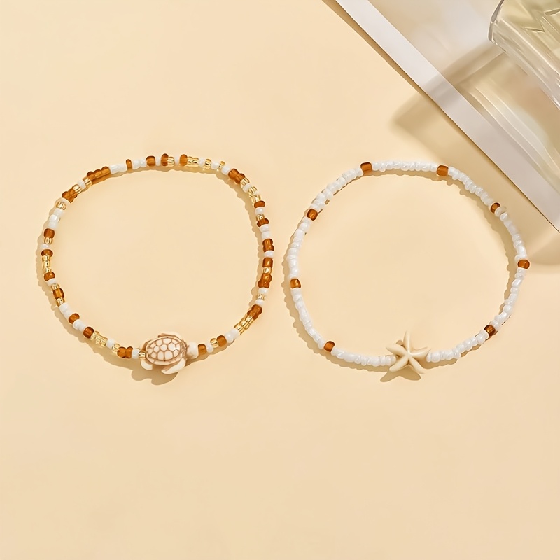 Bohemian Star Turtle Lapis Anklet Set