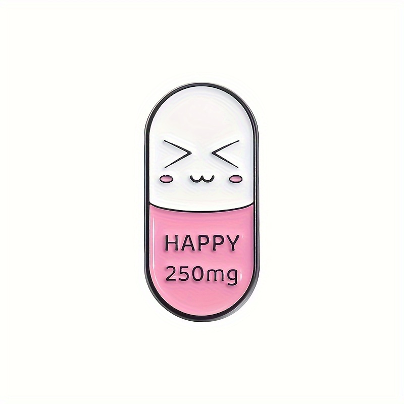 Creative Happy Capsule Medical Pin, Funny Expression Brooch