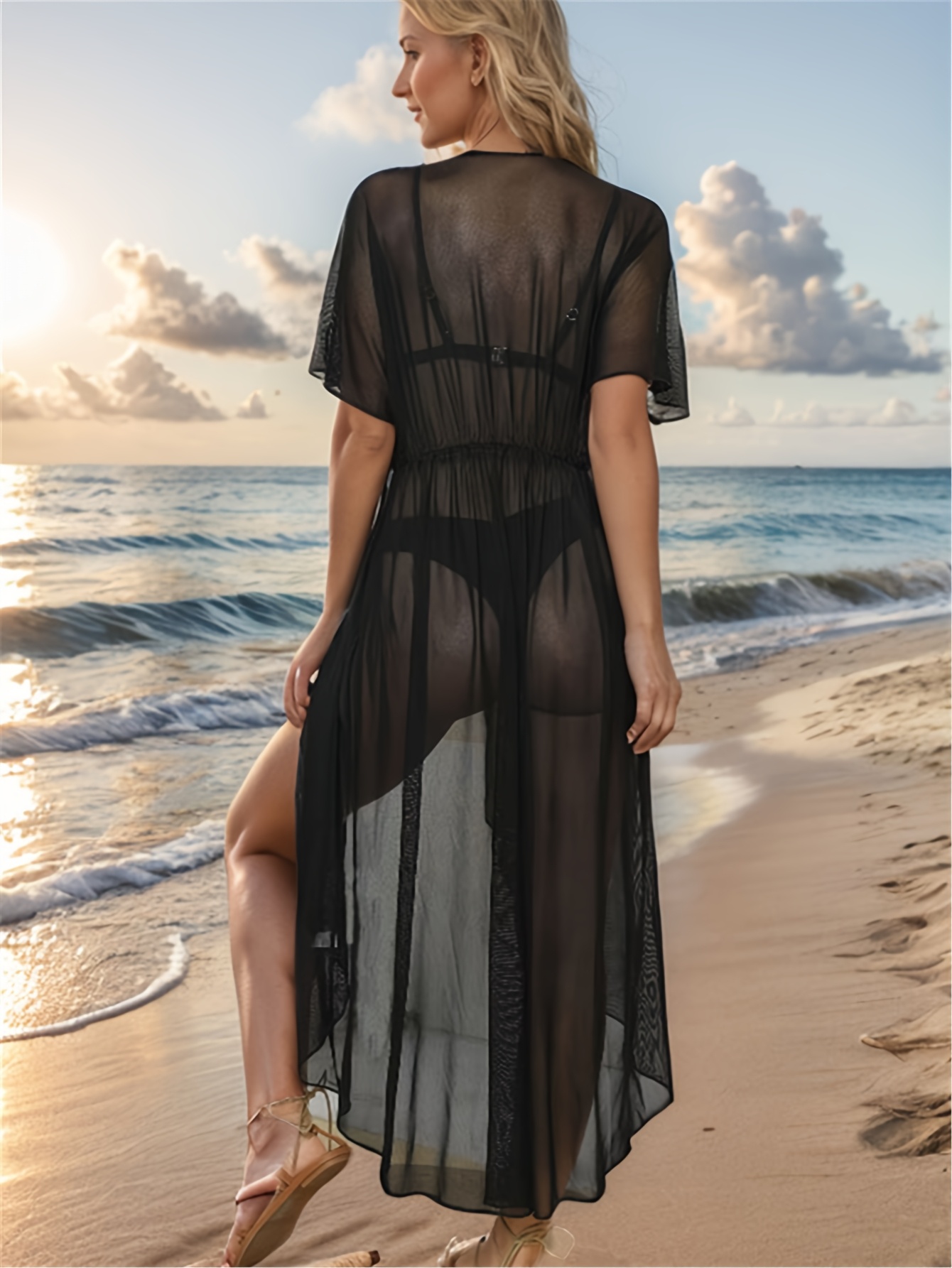 elegante ropa playa transparente mujeres cardigan malla - Temu Dominican  Republic, image size:800x1066