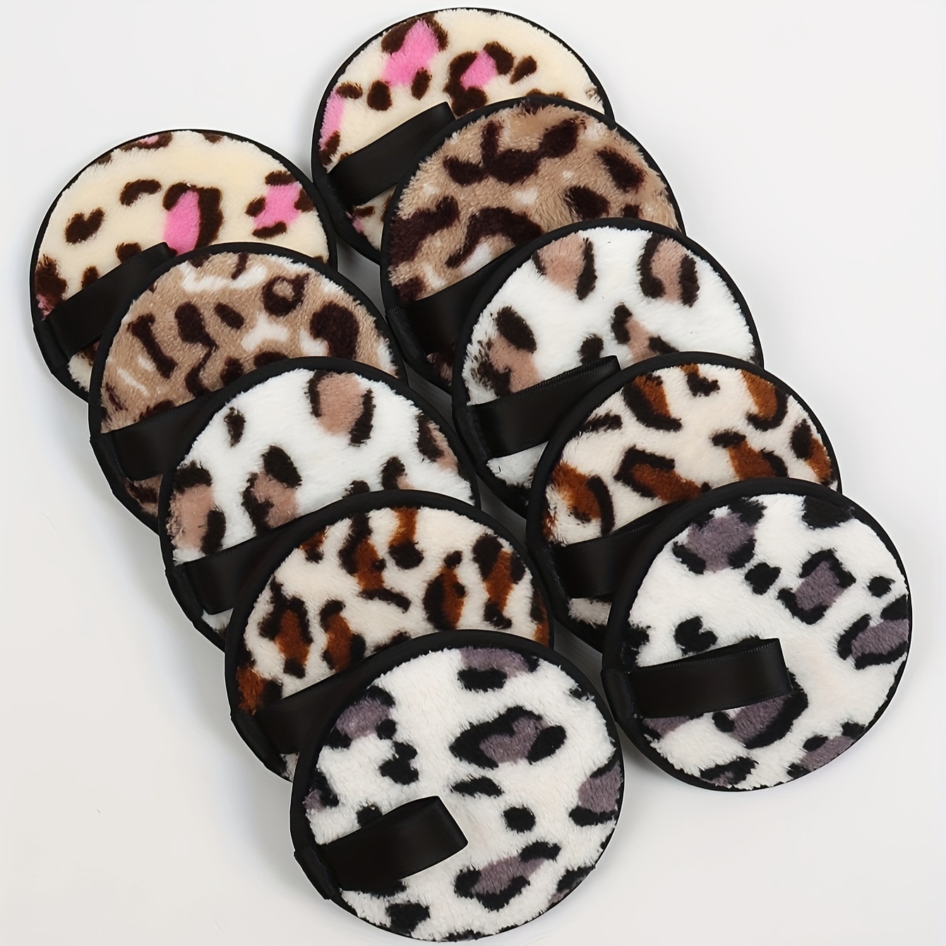 TEMU 5-15 csomag leopárdmintás újrafelhasználható kétoldalas arcborító pufik, illatmentes vegyszermentes Beauty Blenders sminkeltávolításhoz,