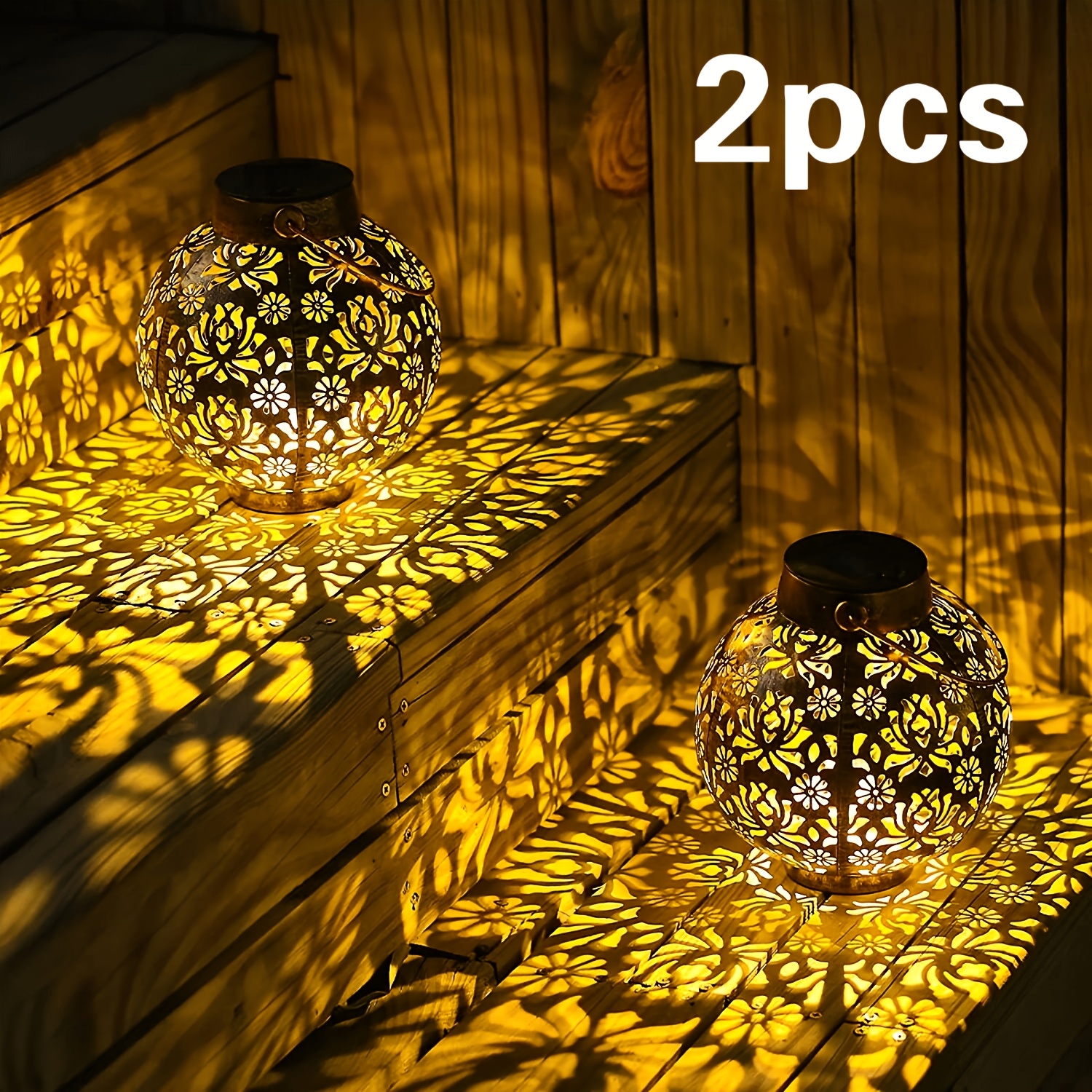 TEMU 2 Solar Lantern Pendant Lights, Upgraded Version Of Solar Led Outdoor Hanging Pendant Light, Metal Material Solar Outdoor Garden Light Courtyard