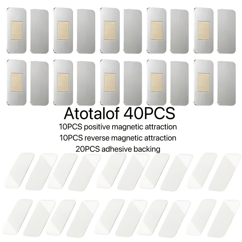 TEMU 40pcs (10 Sets) Stainless Steel Ultra-thin Strong Magnetic Cabinet Door Adhesives, No Drilling Required For Kitchen Cabinets, Wardrobes, And