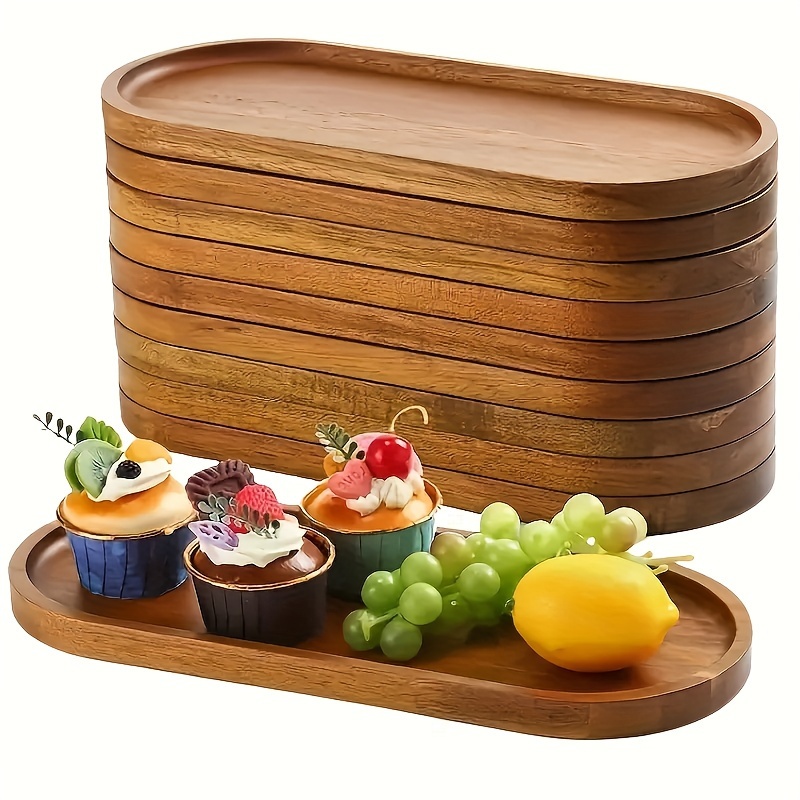 

Serve Up Delicious Meals With This Stylish Acacia Wood Tray - Perfect For Breakfast, Snacks, Drinks, Desserts, And More!