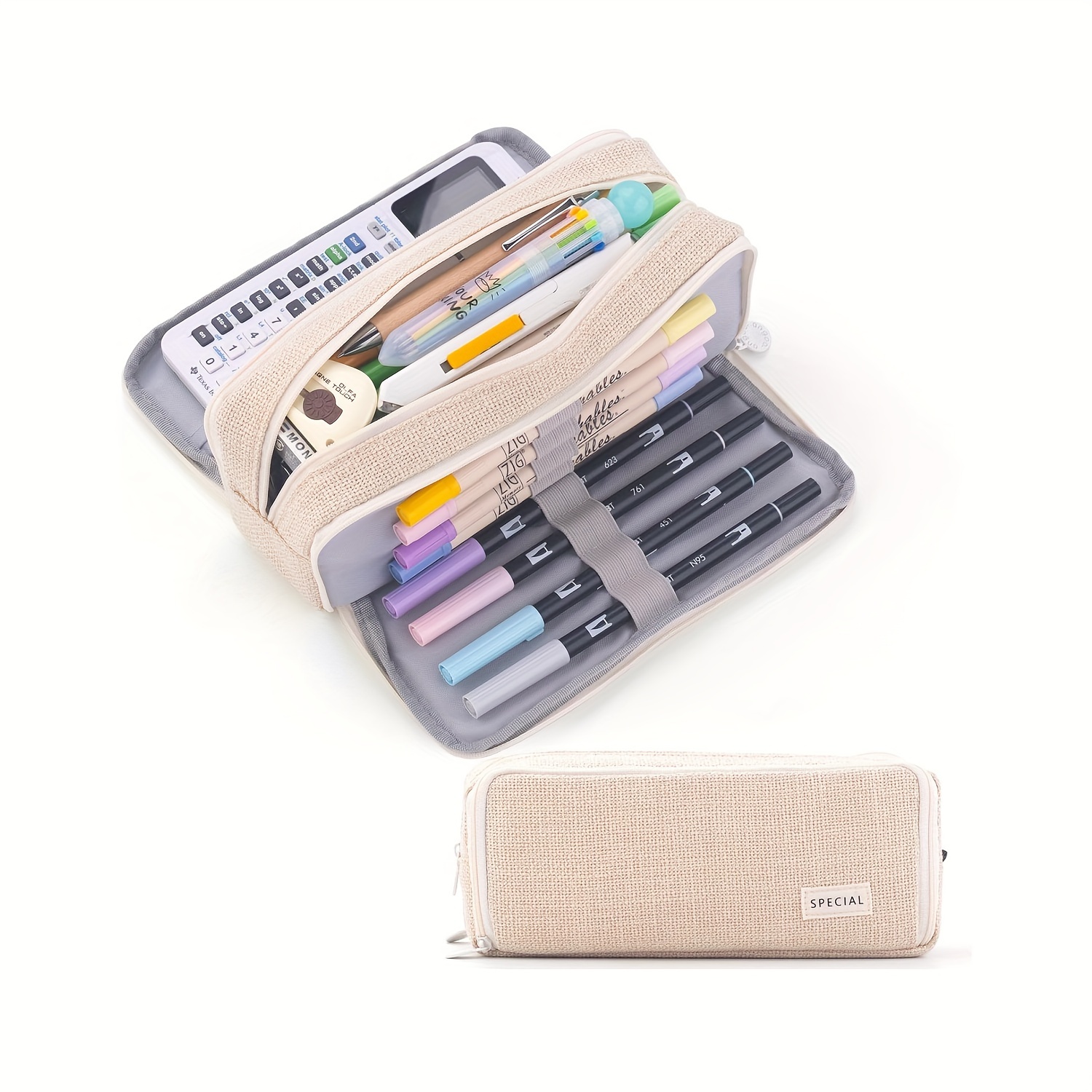 Buy ANGOOBABY Large Pencil Case Big Capacity 3 Compartments Canvas