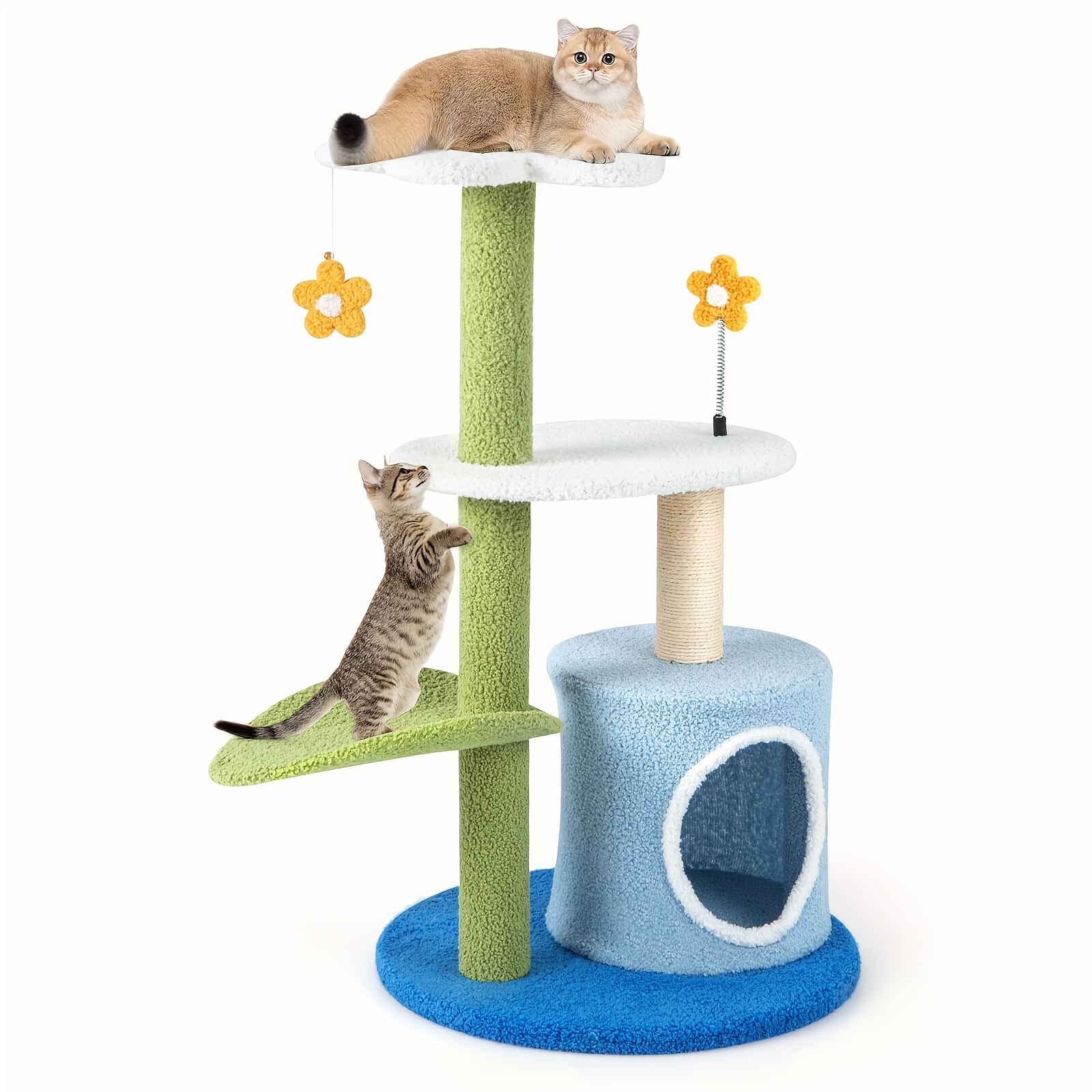 

4-tier Modern Cat Tree Tower, Kitten Activity Center With Sisal Scratching Post #costway
