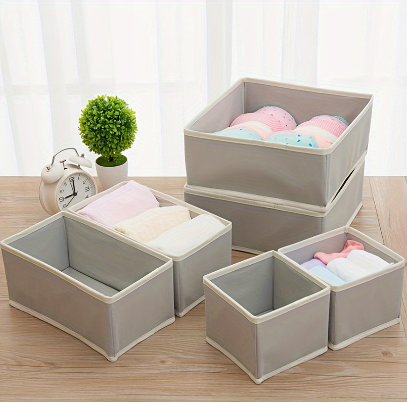 6pcs foldable non woven storage bins for underwear socks   space saving closet organizers details 13