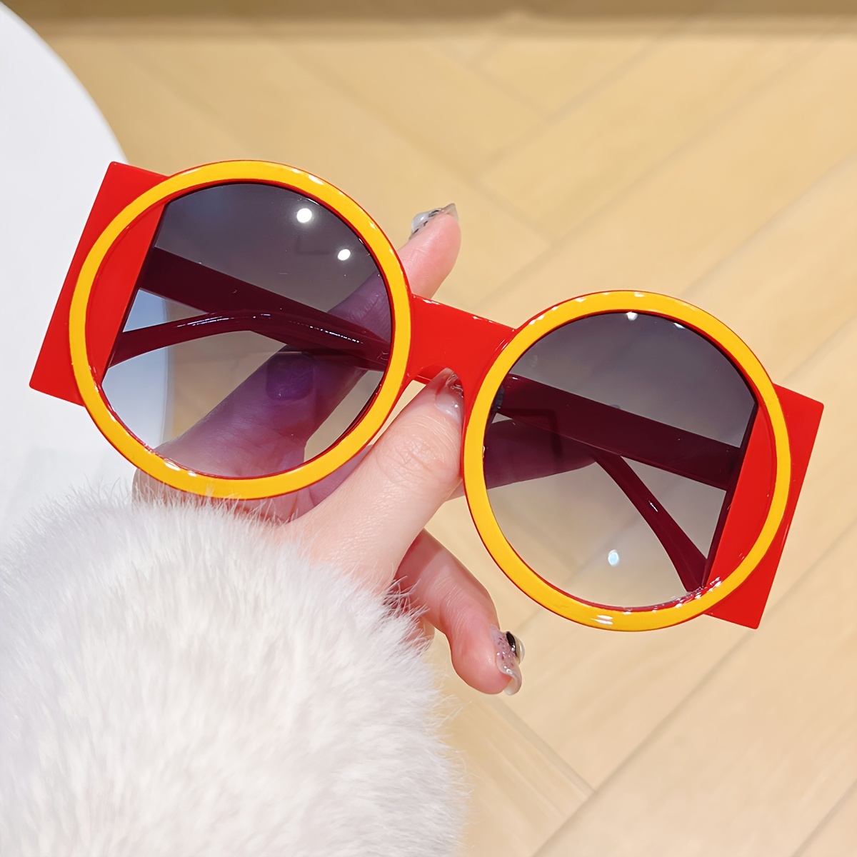 Large Round Sunglasses Women Men Y2k Fashion Color Block - Temu