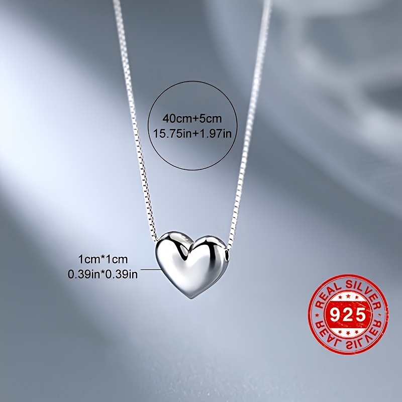 

Quality, Elegant 925 Sterling Silvery Heart Pendant Necklace - Classic, No Battery Needed, Casual Attire & Gifting, Birthstone Compatible