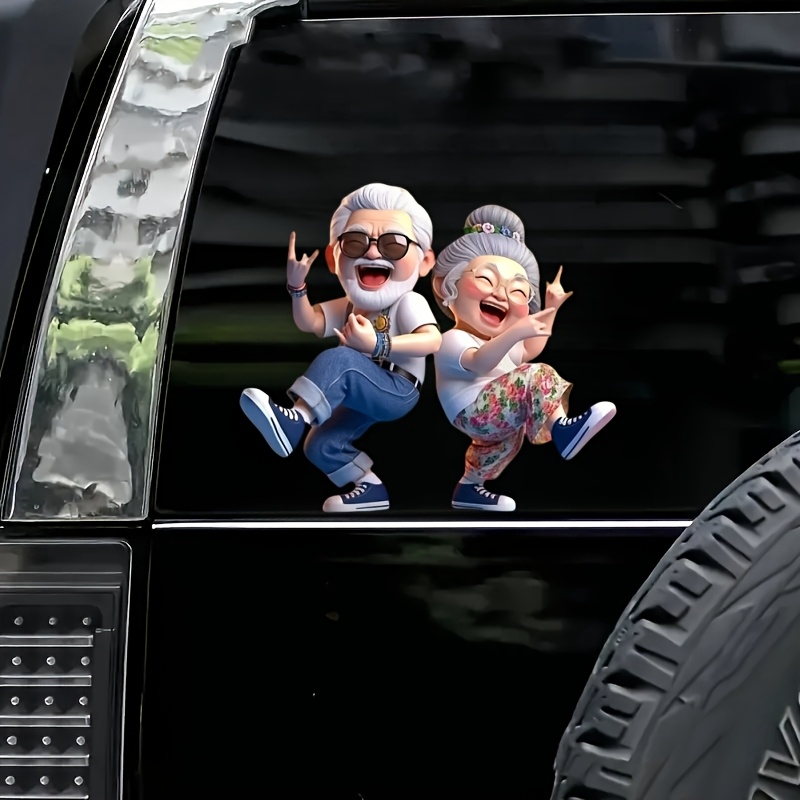 

Fun Fun Danse Couple Aîné Autocollant PVC, Décalcomanie en Vinyle Waterproof pour Voiture/Moto/Camion/Ordinateur, Couverture Anti-Rayures & Charme Décoratif, Adhésif pour /Toilette/Mur